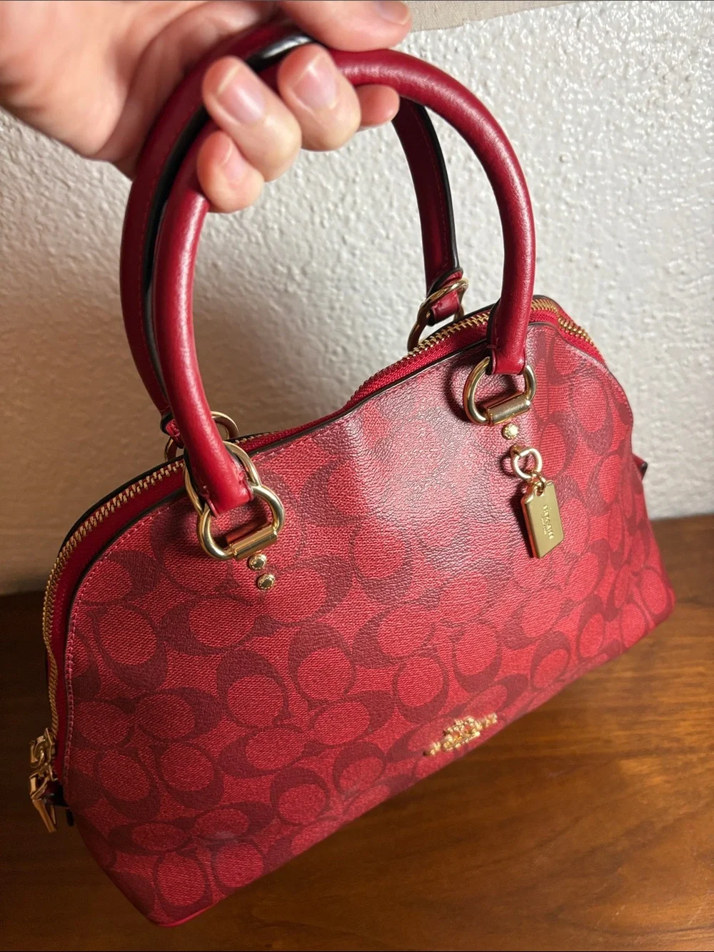 Coach 2558 Katy Satchel In Signature Canvas Red